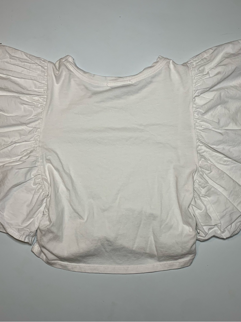 Zara White Puff-Sleeve Short Sleeve Top